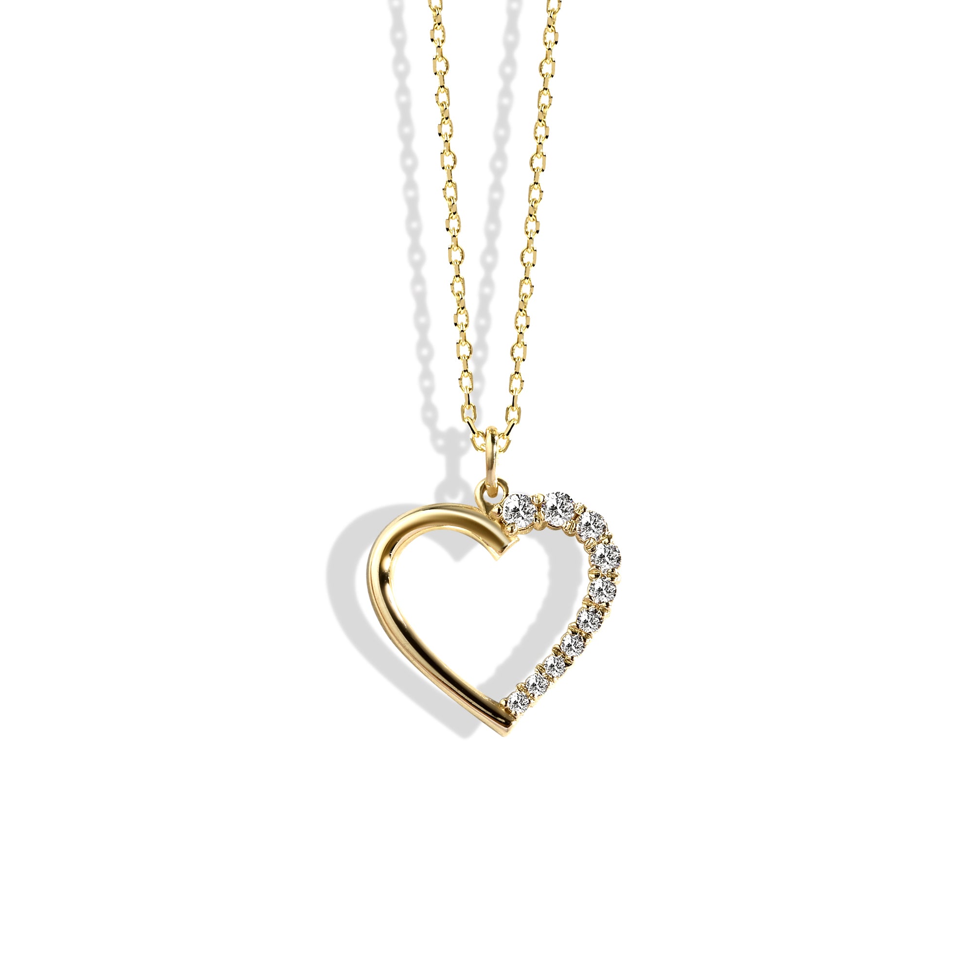 Love Heart Diamond Necklace 14K Gold