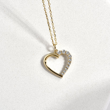 Love Heart Diamond Necklace 14K Gold