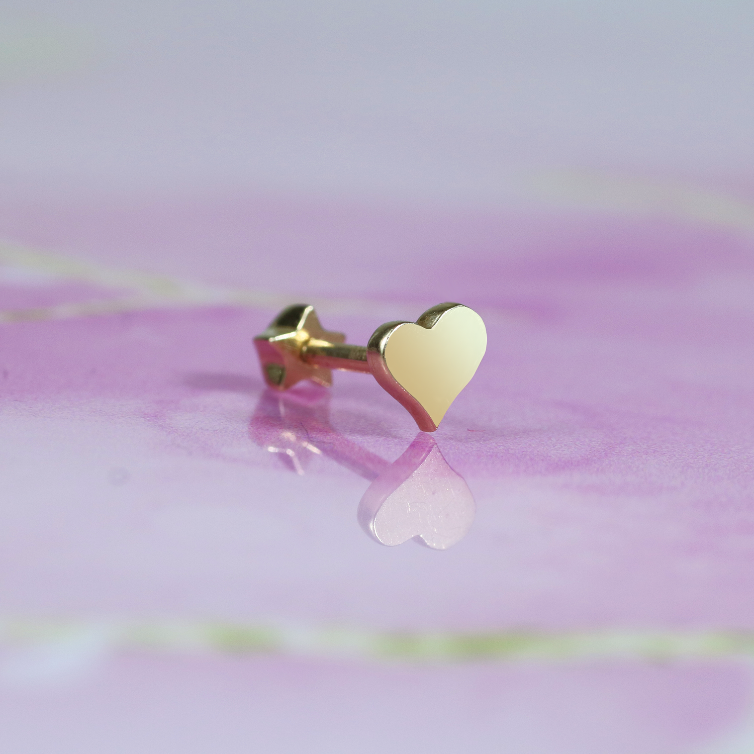 Love Heart Flatback Ear Piercing 14K Gold