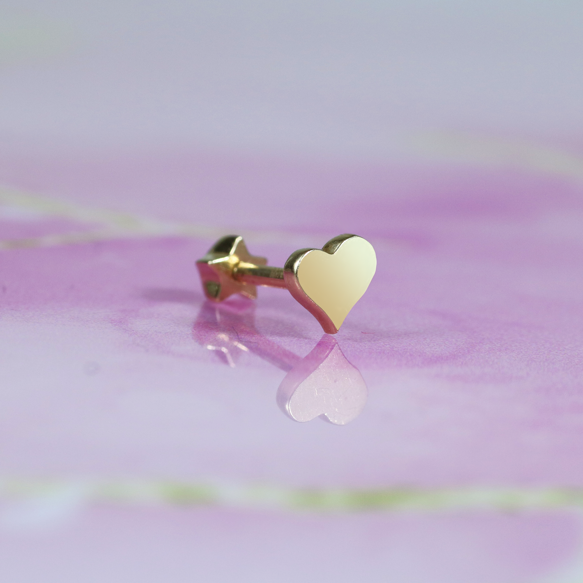 Love Heart Flatback Ear Piercing 14K Gold
