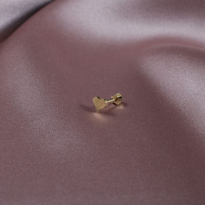14K Gold Love Heart Back Ear Piercing