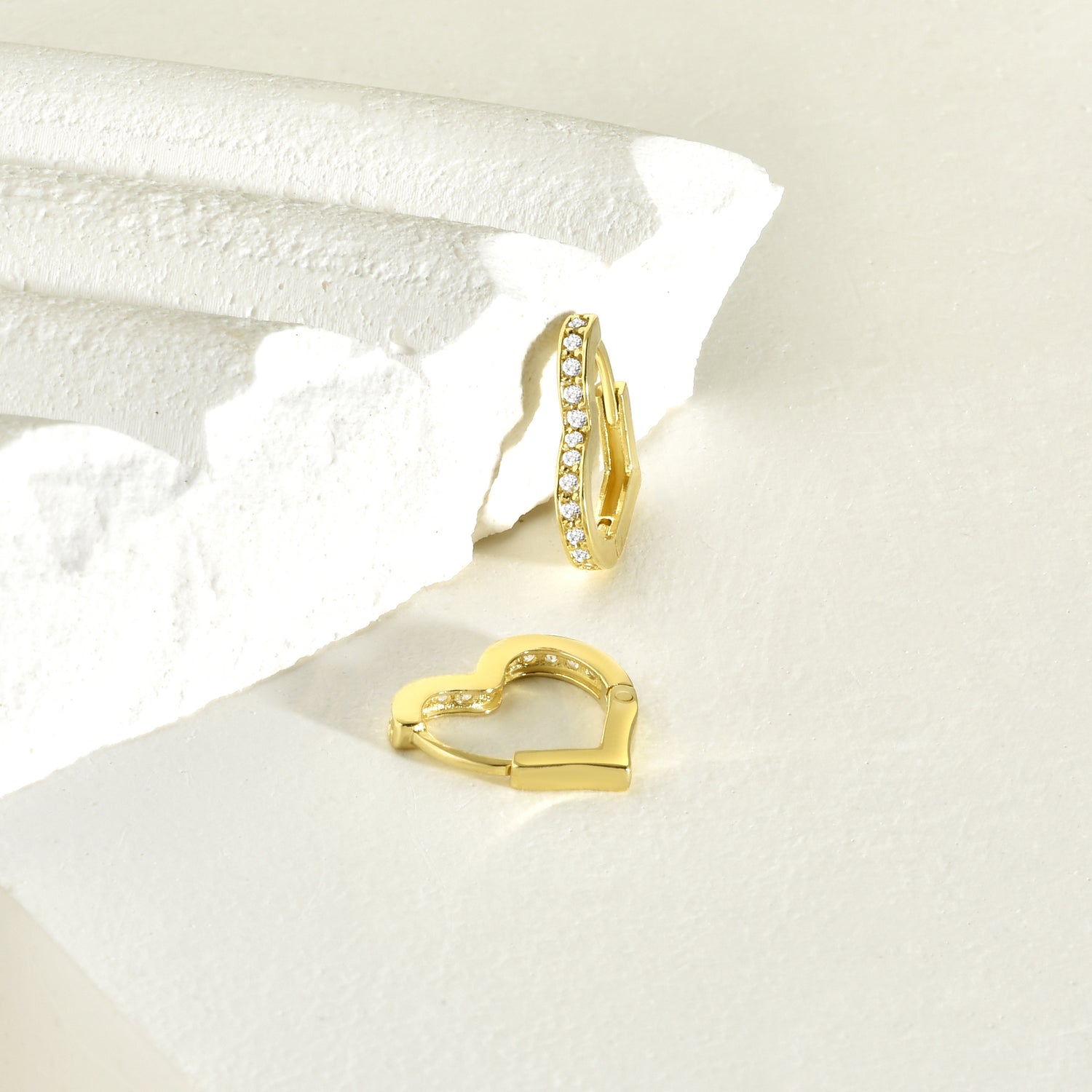 Love Huggie Diamond Hoops Earrings 14K Gold