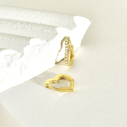 Love Huggie Diamond Hoops Earrings 14K Gold