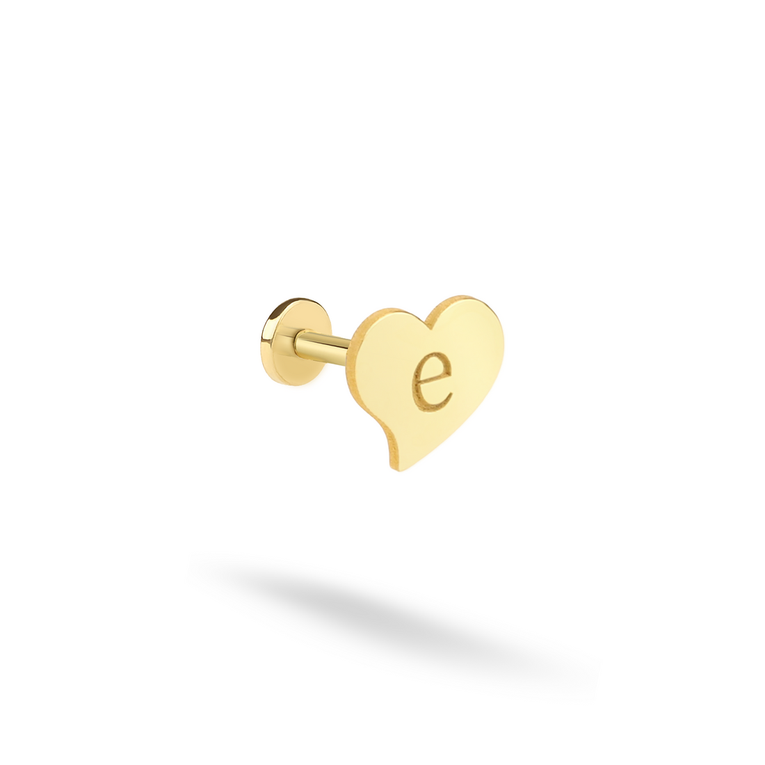 Love initial Custom Flatback Ear Piercing 14K Gold