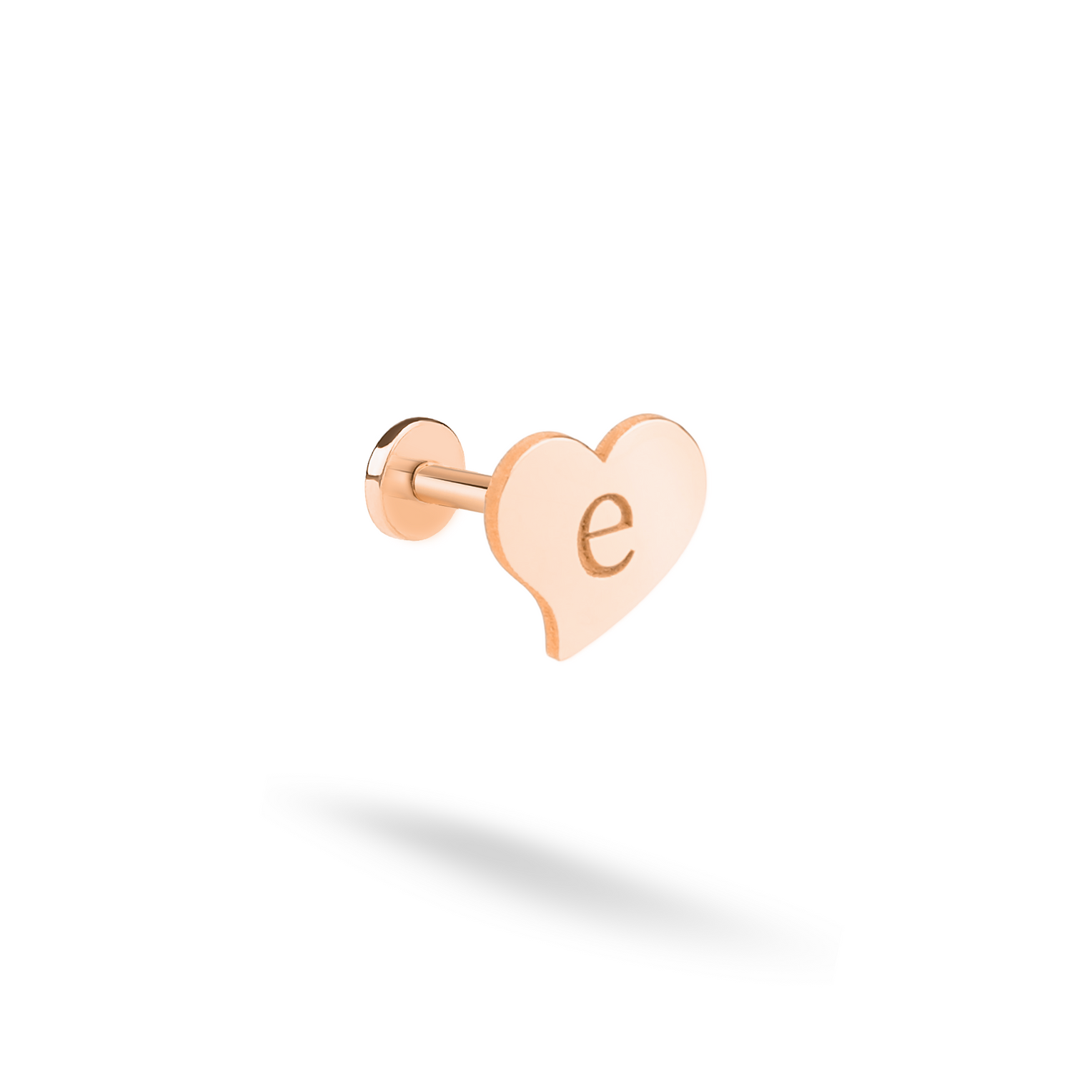 Love Initial Custom Flatback Ear Piercing 14K Gold