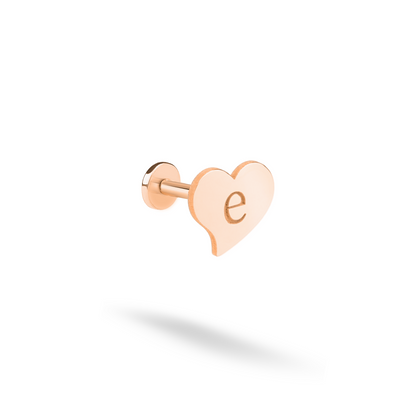 Love Initial Custom Flatback Ear Piercing 14K Gold