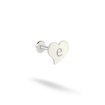 Love Initial Custom Flatback Ear Piercing 14K Gold