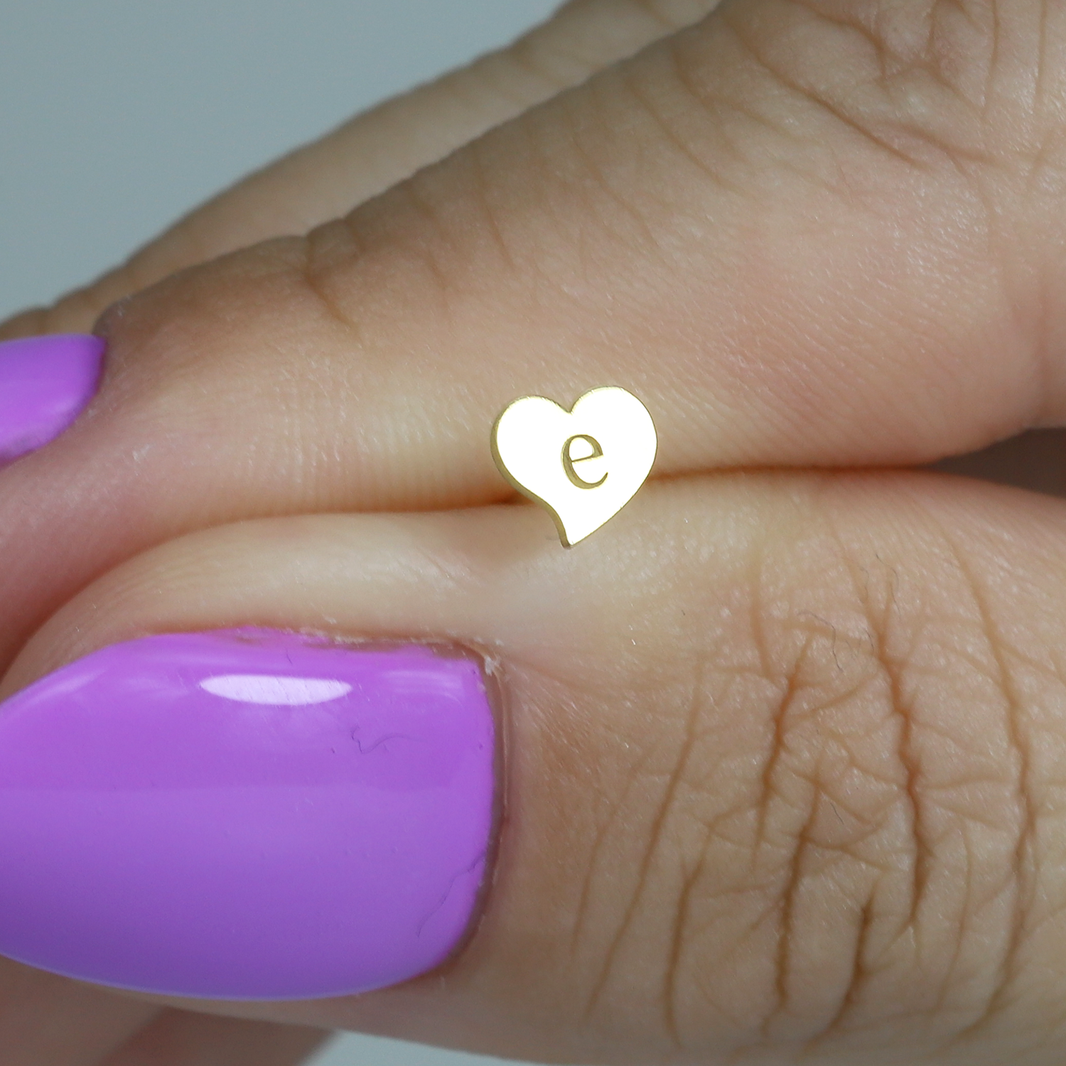 Love Initial Custom Flatback Ear Piercing 14K Gold