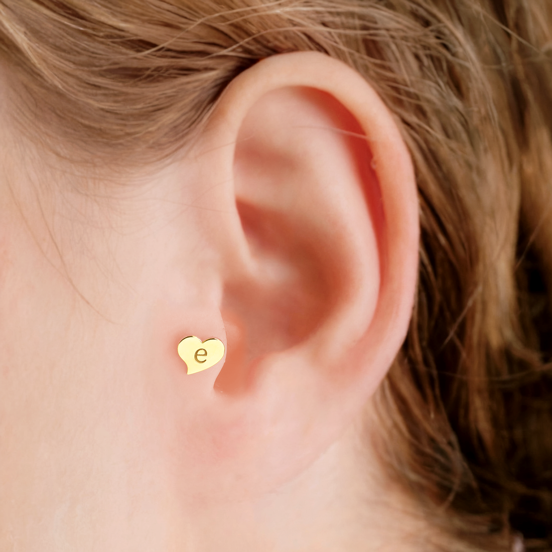 14K Gold Custom Love Initial Flatback Piercing