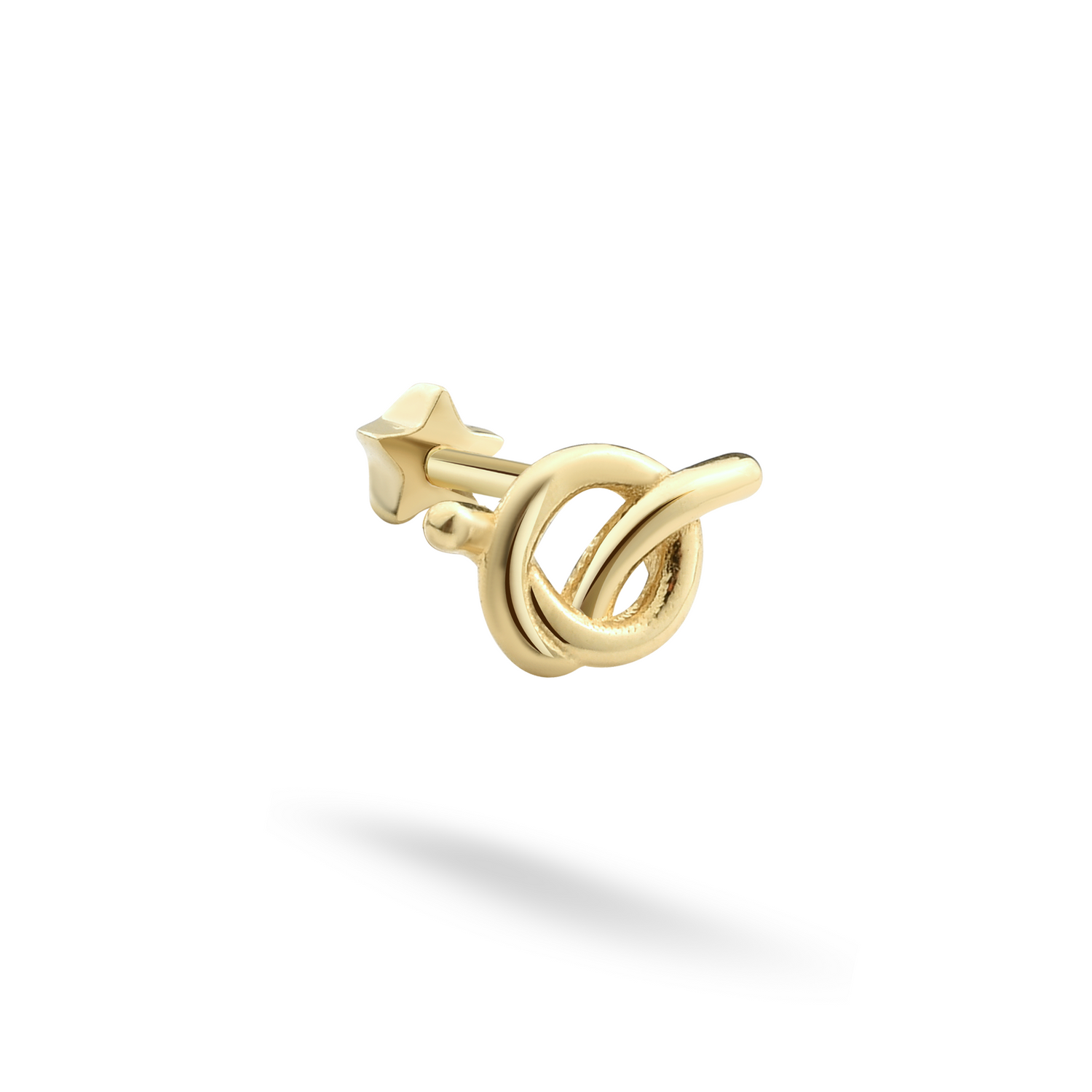 Love Knot Flatback Ear Piercing 14K Gold