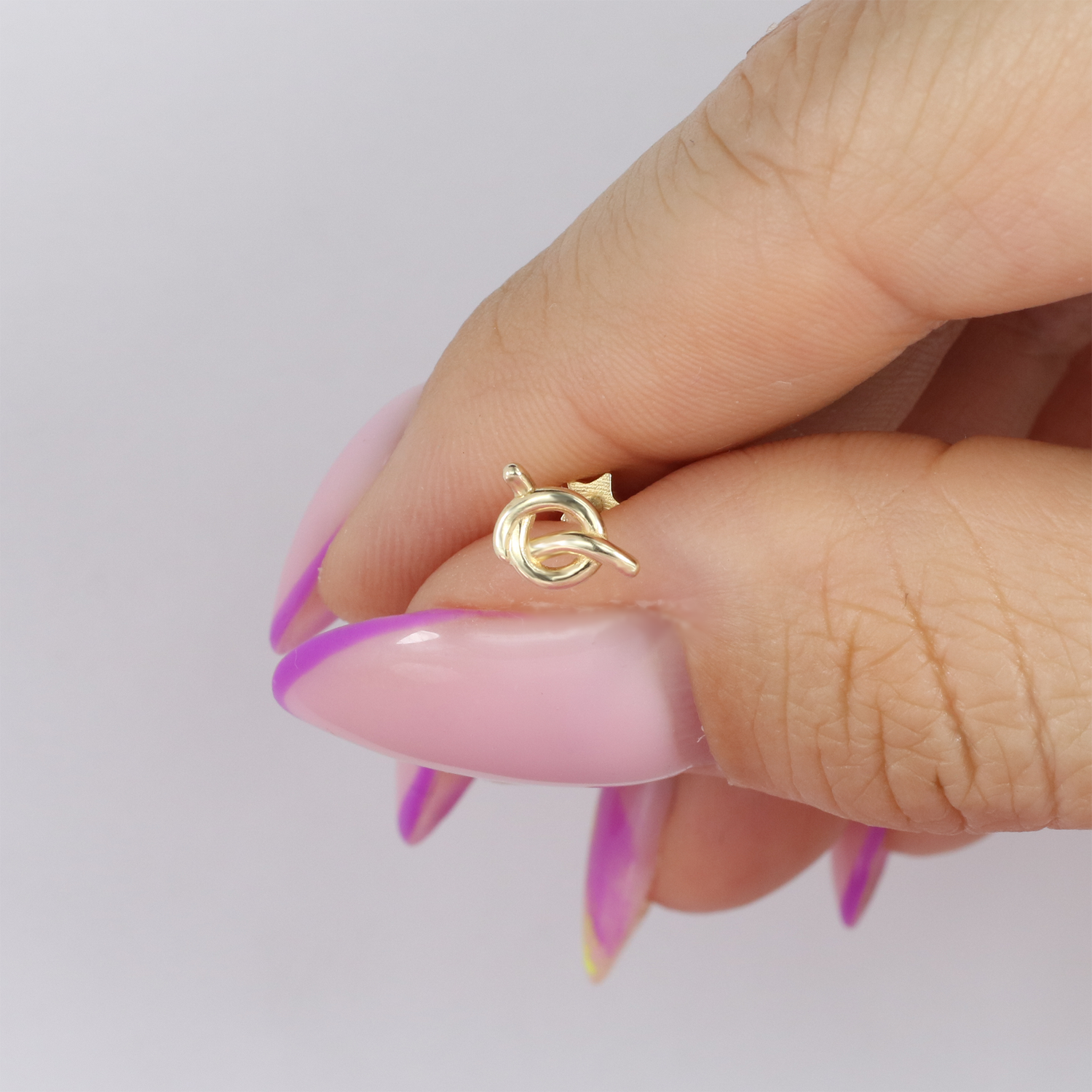 Love Knot Flatback Ear Piercing 14K Gold