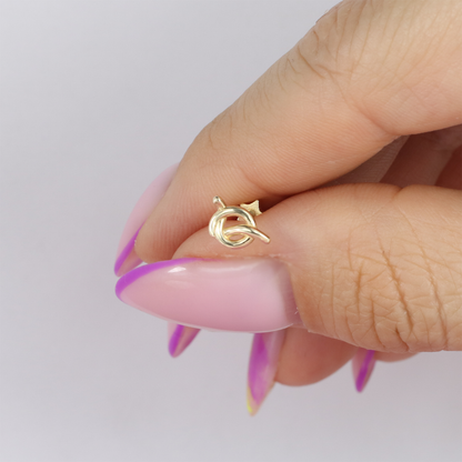Love Knot Flatback Ear Piercing 14K Gold