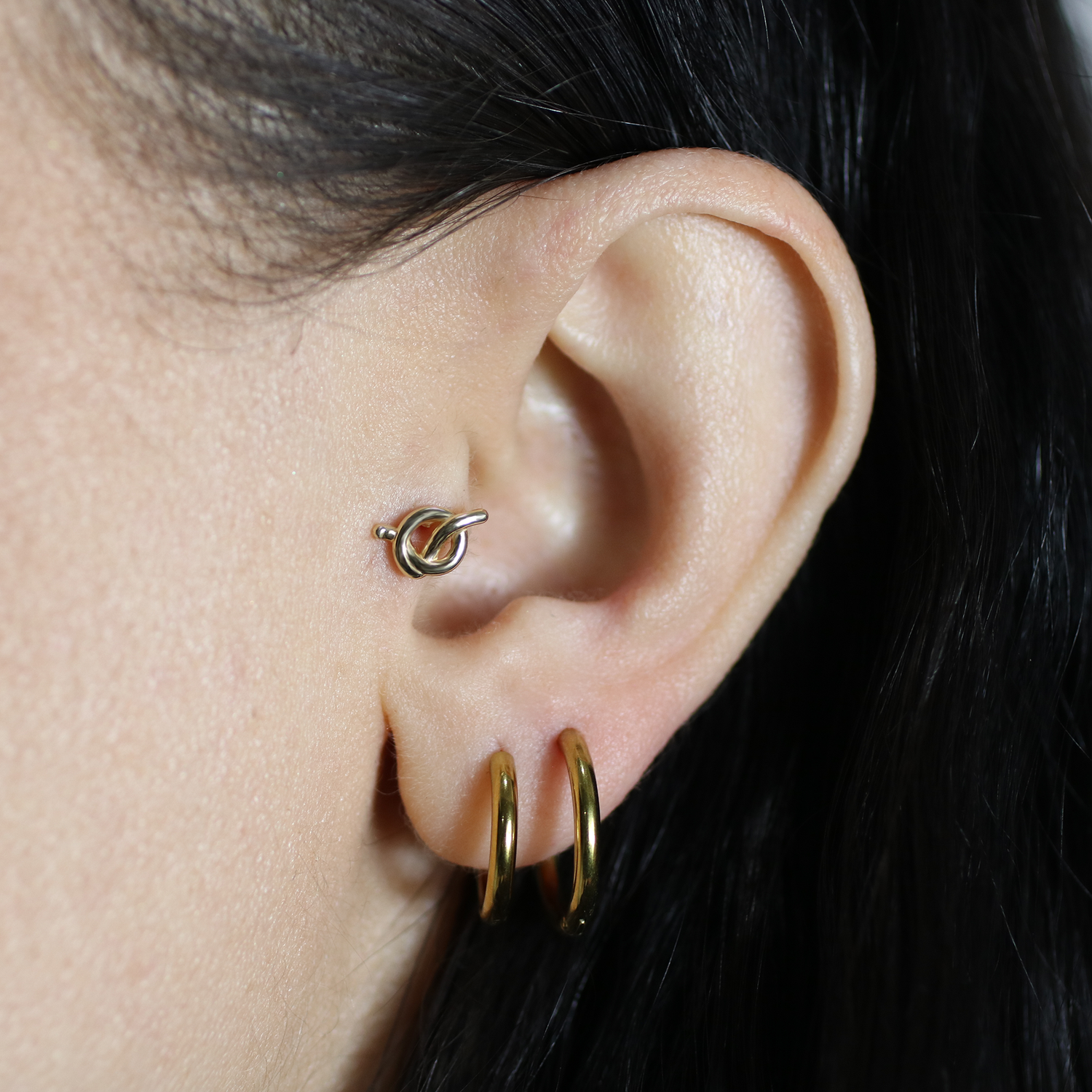 Infinity Knot Flatback Ear Piercing 14K Gold