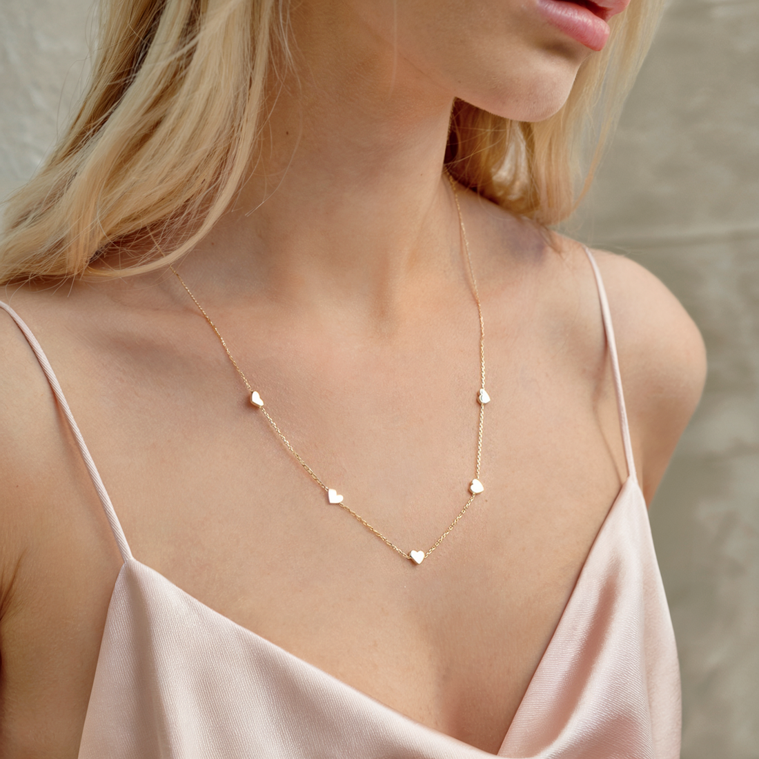 Love Mini Heart Chain Necklace 14K Gold
