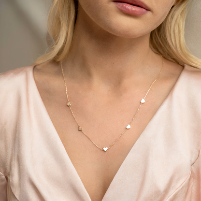 Love Mini Heart Chain Necklace 14K Gold