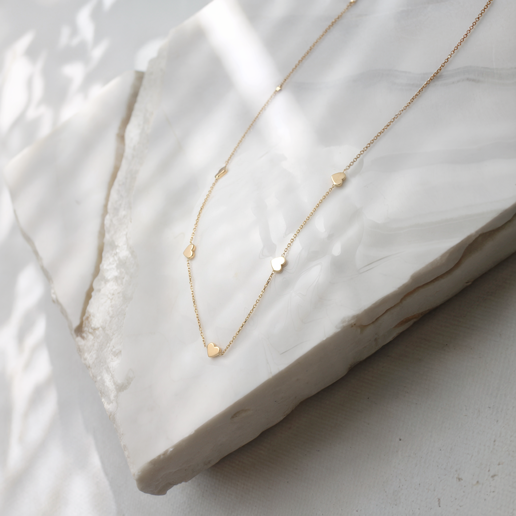 Love Mini Heart Chain Necklace 14K Gold