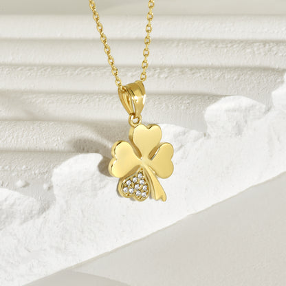 Lucky Clover Diamond Necklace 14K Gold