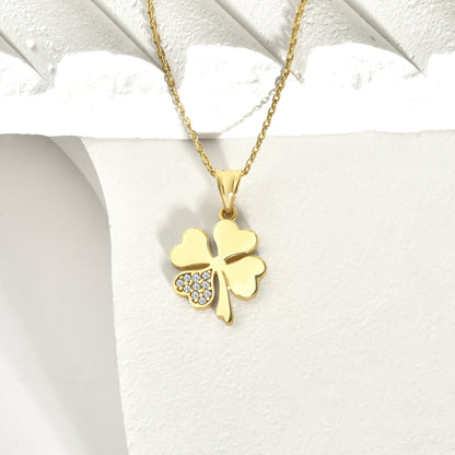 Lucky Clover Diamond Necklace 14K Gold