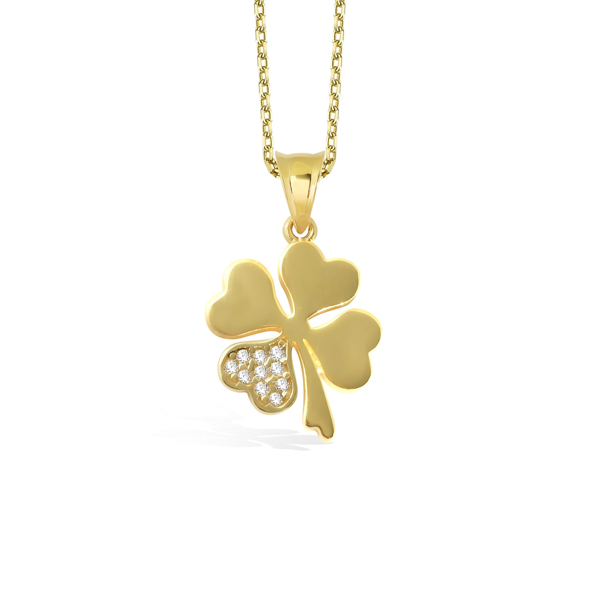 Lucky Clover Diamond Necklace 14K Gold		