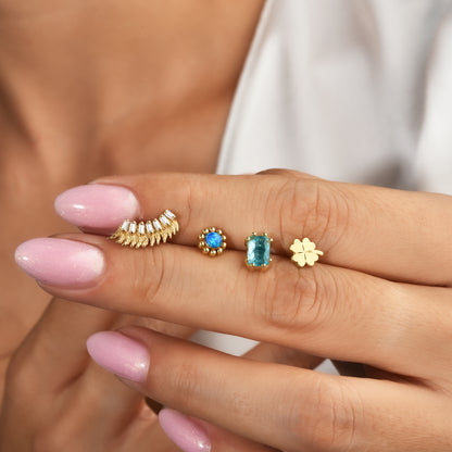 Lucky Clover Flatback Ear Piercing 14K Gold