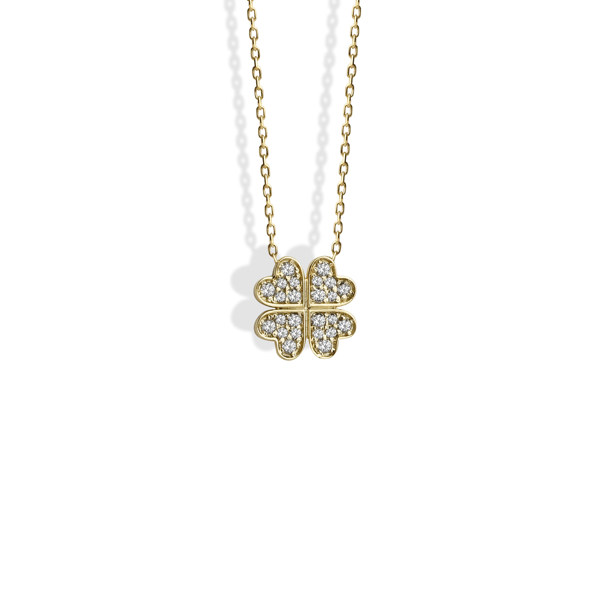 Lucky Clover with Stones Necklace 14K Gold / Silver hand crafted clover jewelry delicate clover necklace for everyday wear