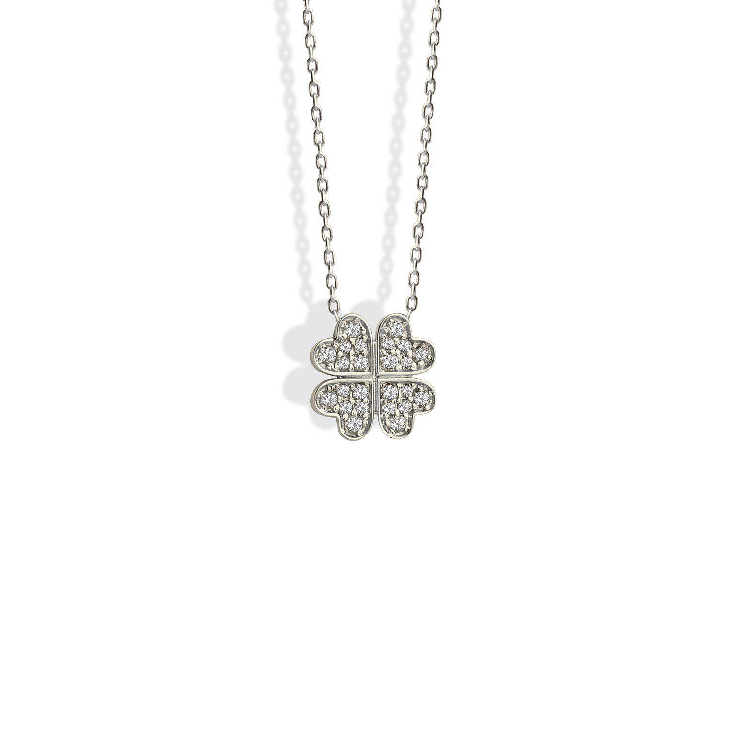 Lucky Clover with Stones Diamond Necklace 14K Gold / Silver