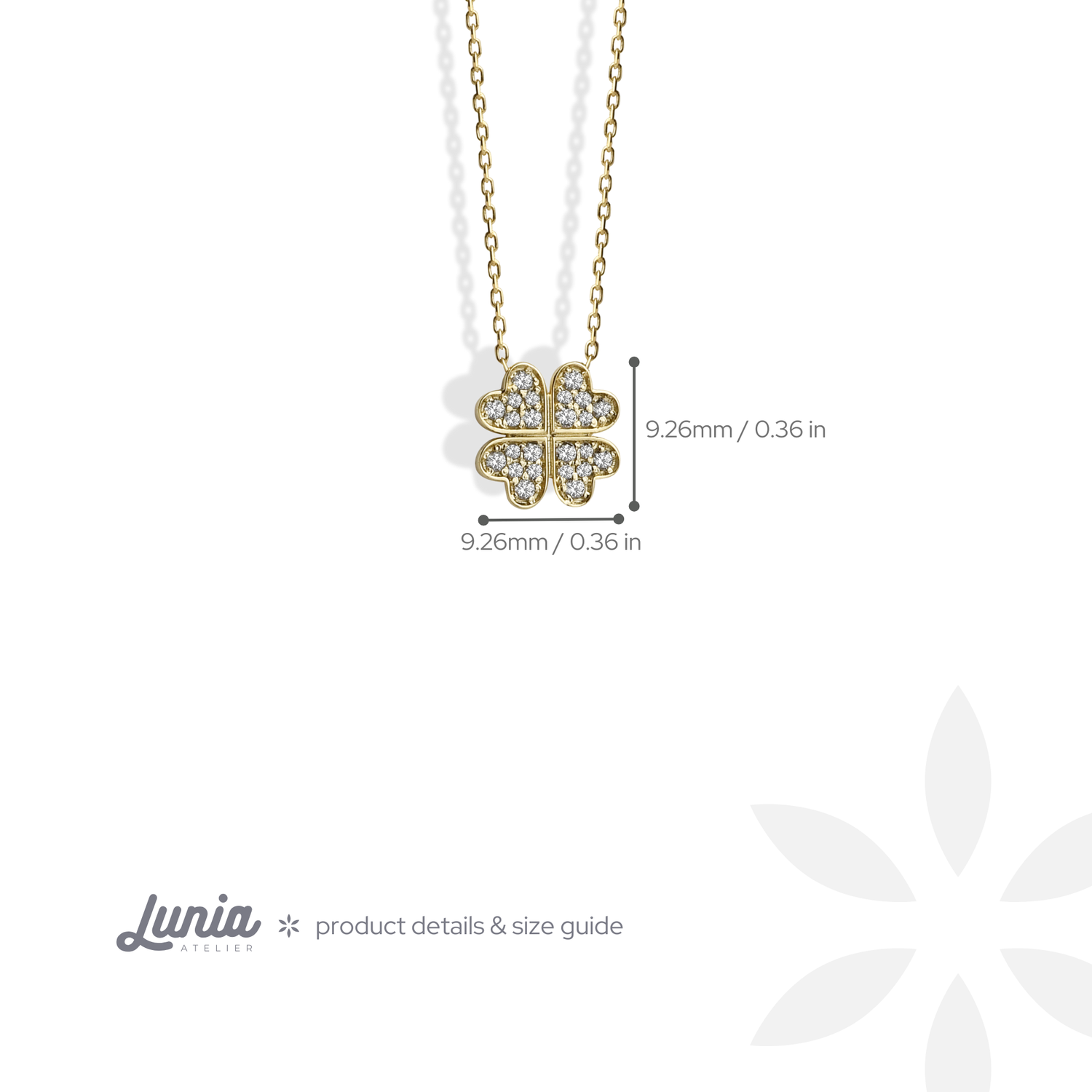 Lucky Clover with Stones Diamond Necklace 14K Gold / Silver