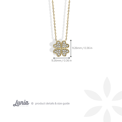 Lucky Clover with Stones Diamond Necklace 14K Gold / Silver