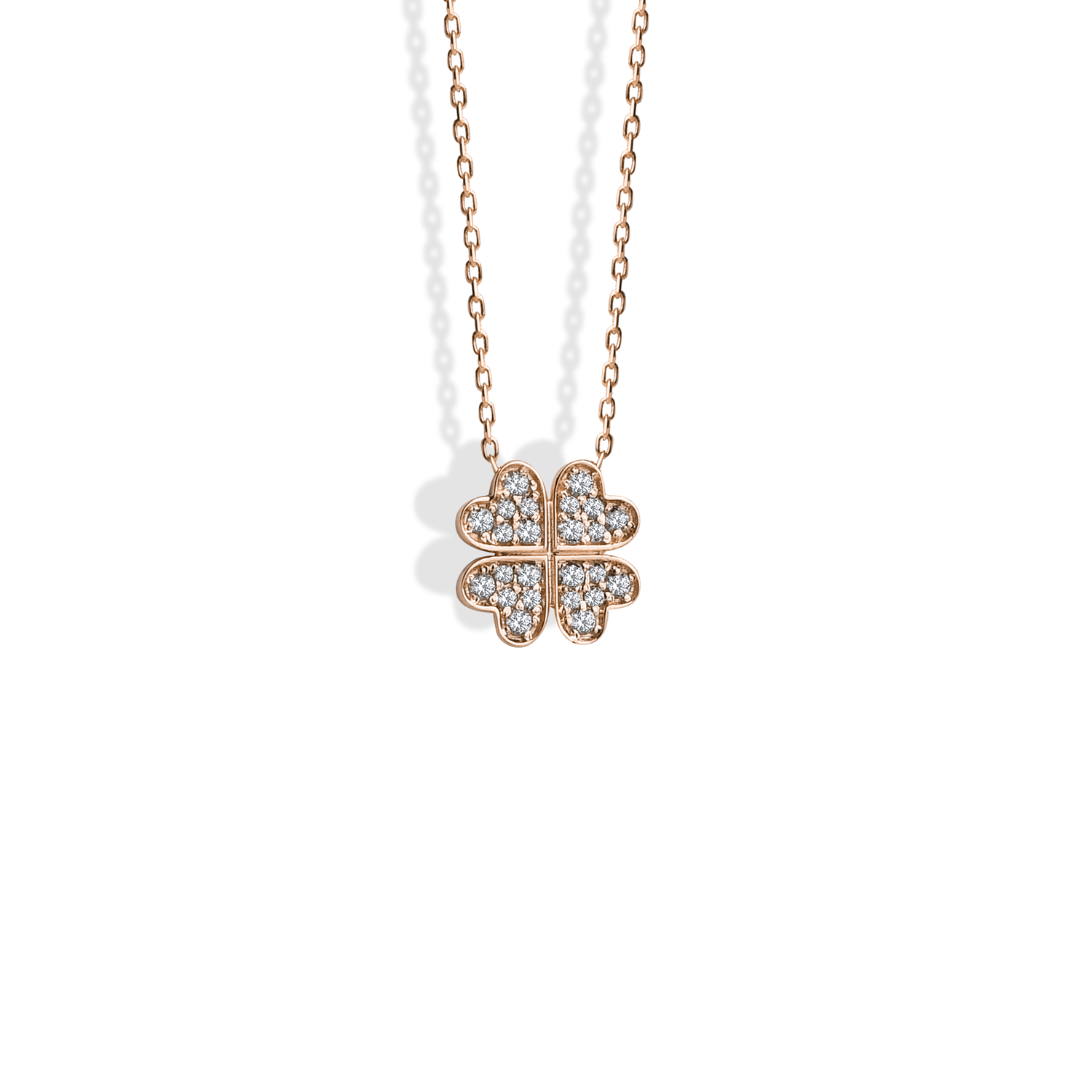 Lucky Clover with Stones Diamond Necklace 14K Gold / Silver