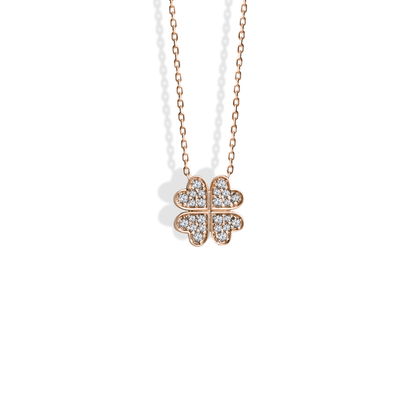 Lucky Clover with Stones Diamond Necklace 14K Gold / Silver