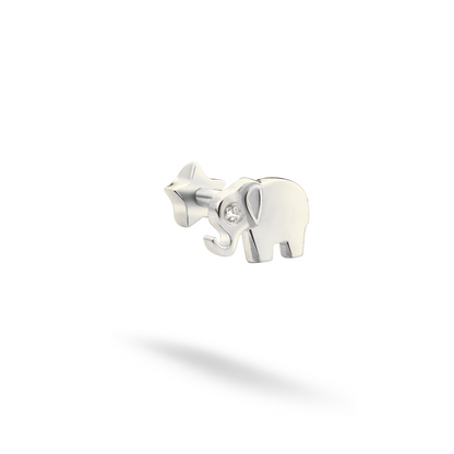 Lucky Elephant Flatback Ear Piercing 14K Gold with CZ Stone