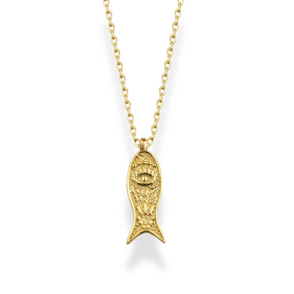 Lucky Fish Design Necklace 14k Gold