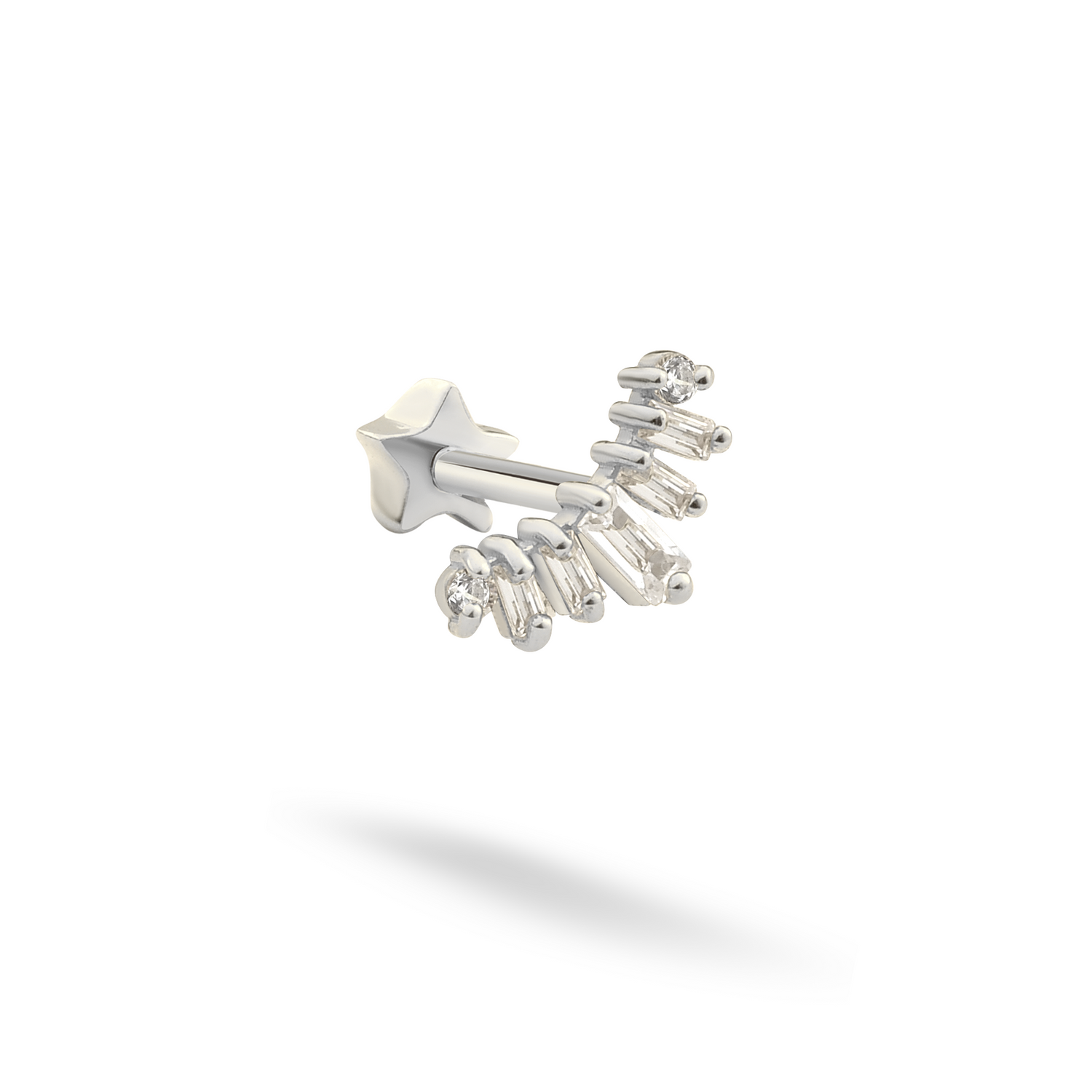 Luminous Flatback Ear Piercing 14K Gold with CZ Stone