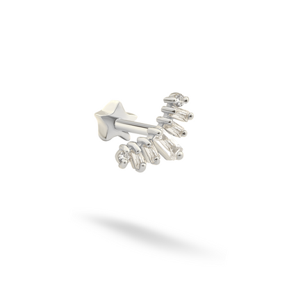 Luminous Flatback Ear Piercing 14K Gold with CZ Stone