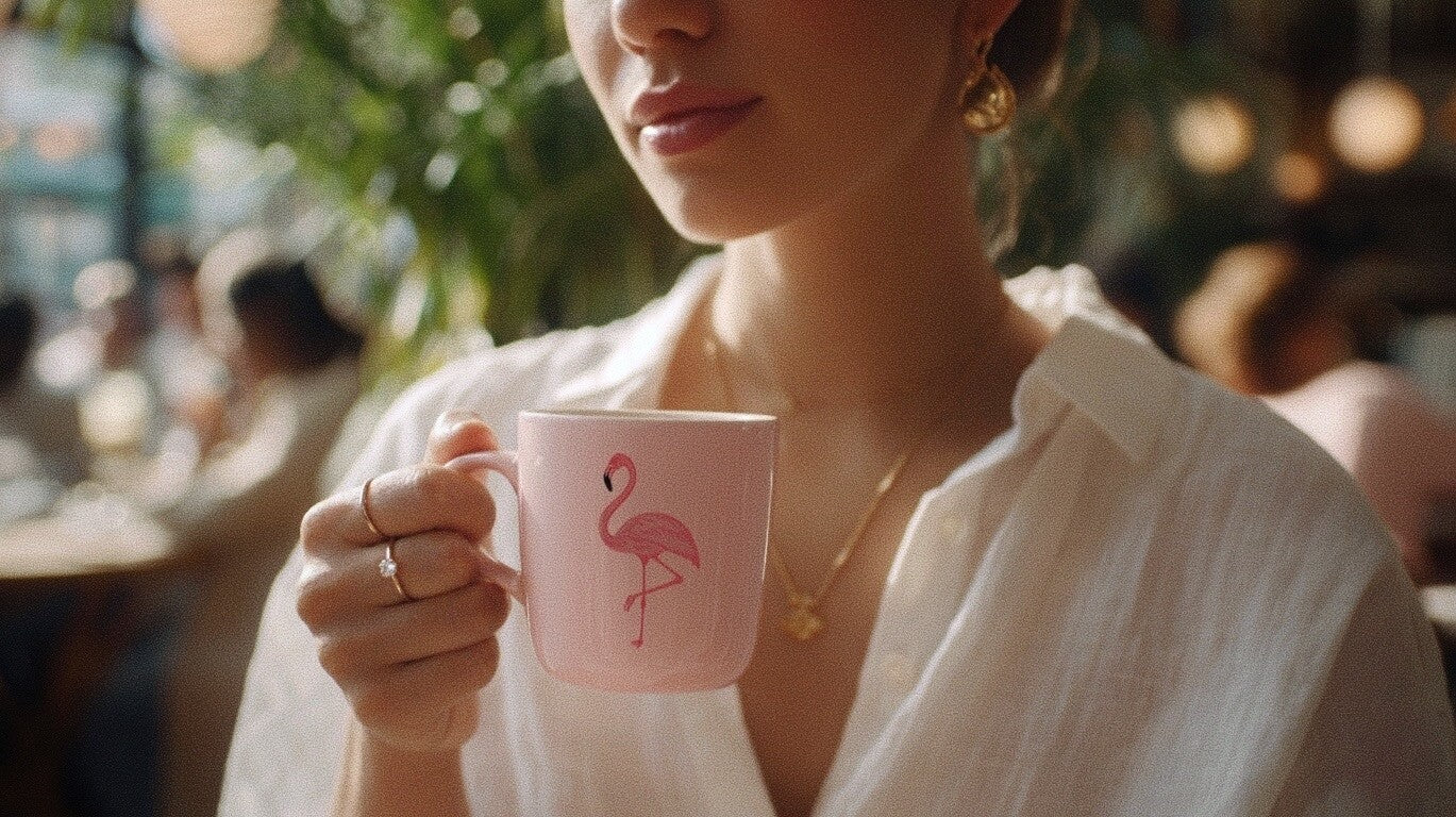 Lunia Atelier jewelry brand ambassador wearing layered gold necklaces and rings