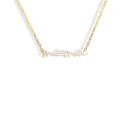 Mama Handwritten Necklace 14K Gold – a heartfelt, nickel-free piece celebrating motherhood with timeless elegance and lasting comfort