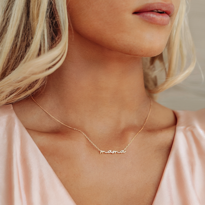 Mama Handwritten Necklace 14K Gold