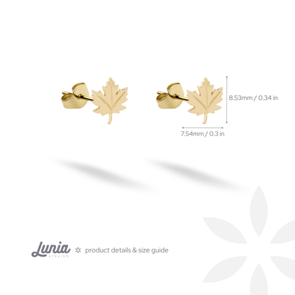 Maple Leaf Stud Earrings 14K Gold / Silver