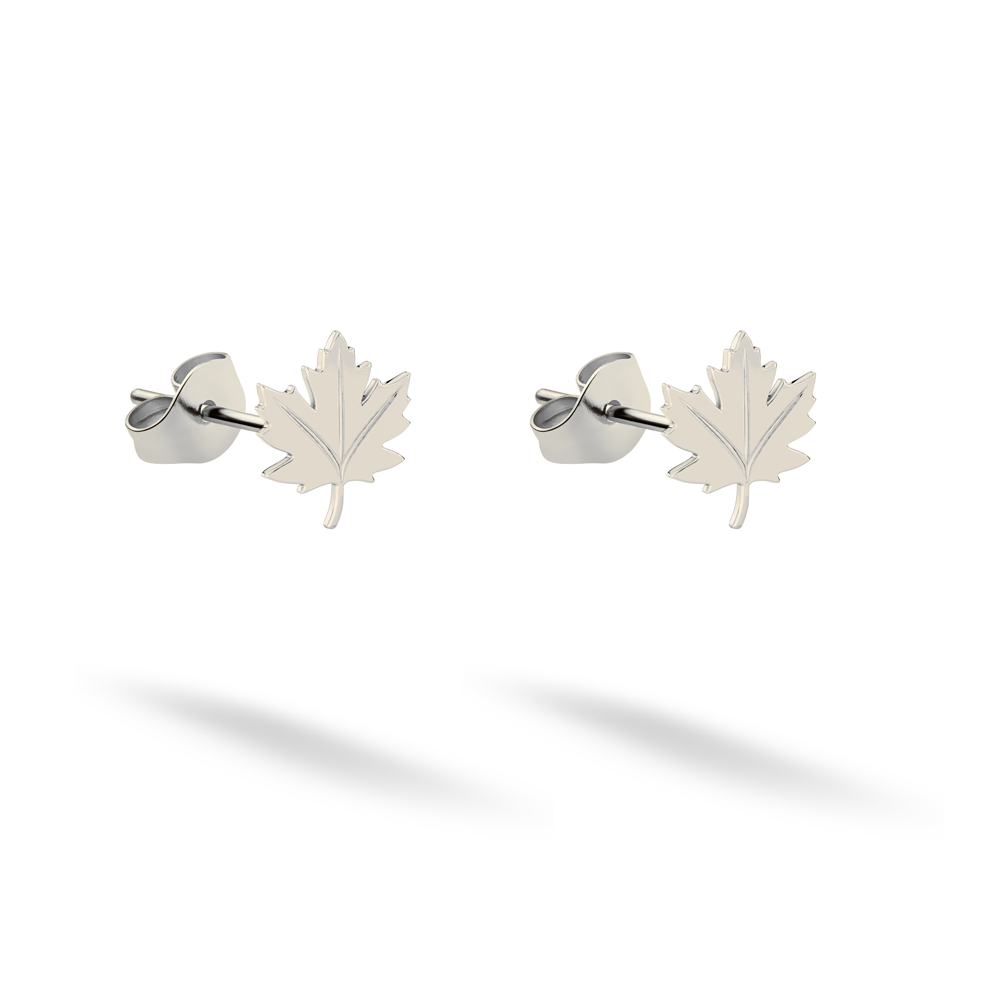 Maple Leaf Stud Earrings 14K Gold / Silver