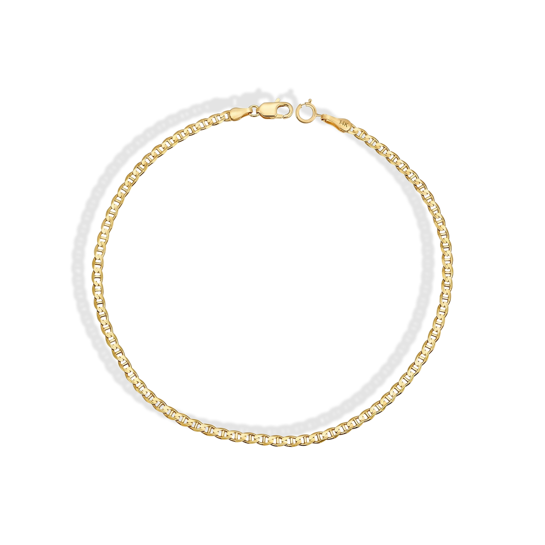 Marine Flat Oval Chain Bracelet 14K Gold