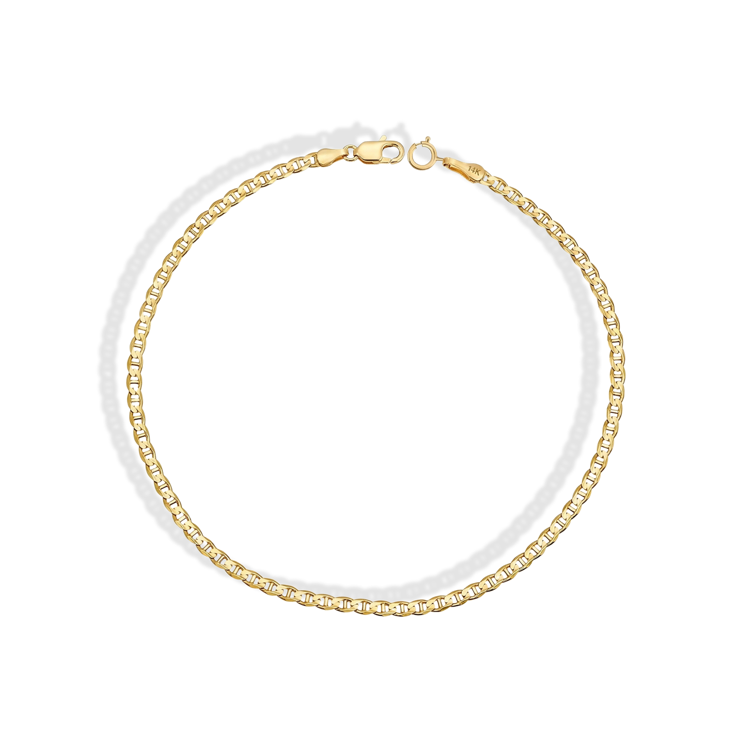 Marine Flat Oval Chain Bracelet 14K Gold