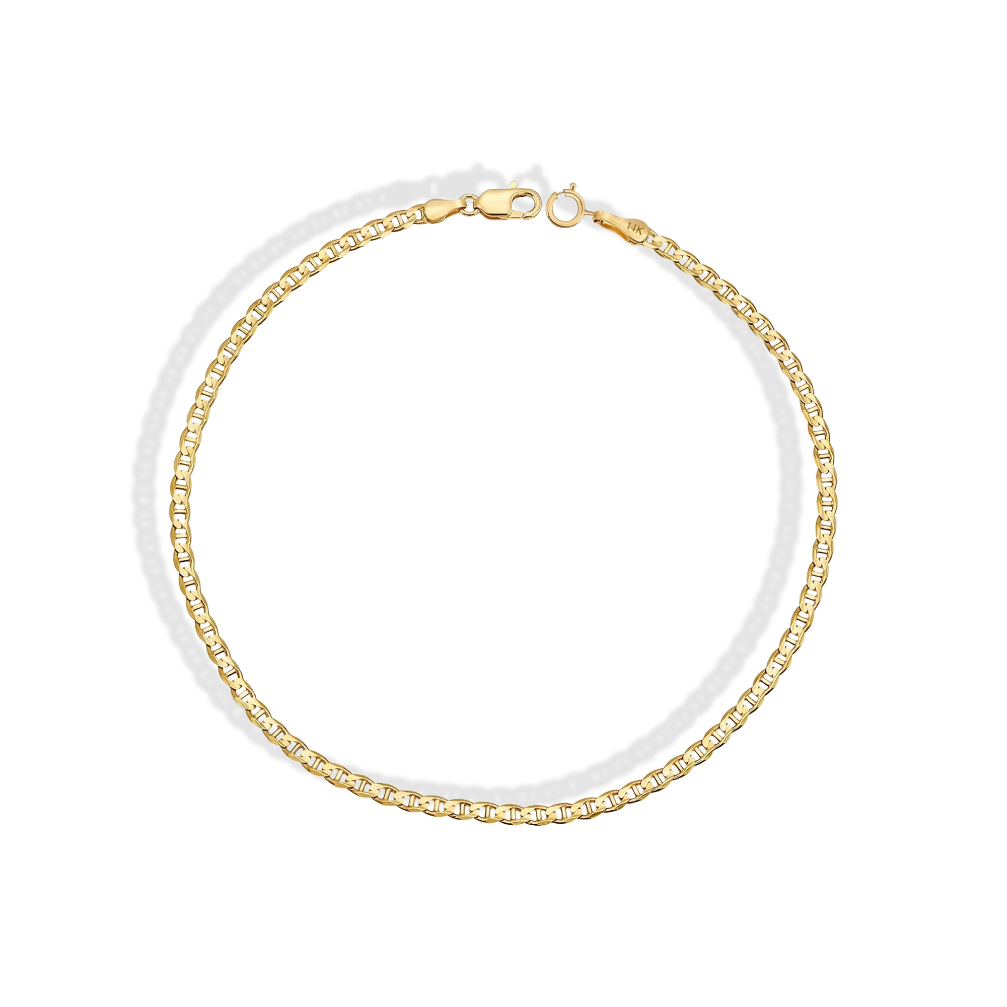 Marine Flat Oval Chain Bracelet 14K Gold