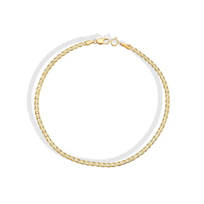 Marine Flat Oval Chain Bracelet 14K Gold