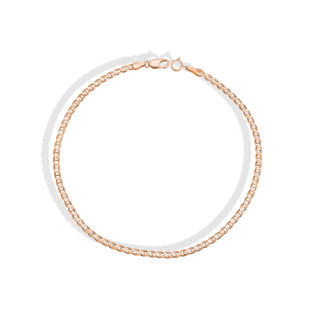 Marine Flat Oval Chain Bracelet 14K Gold