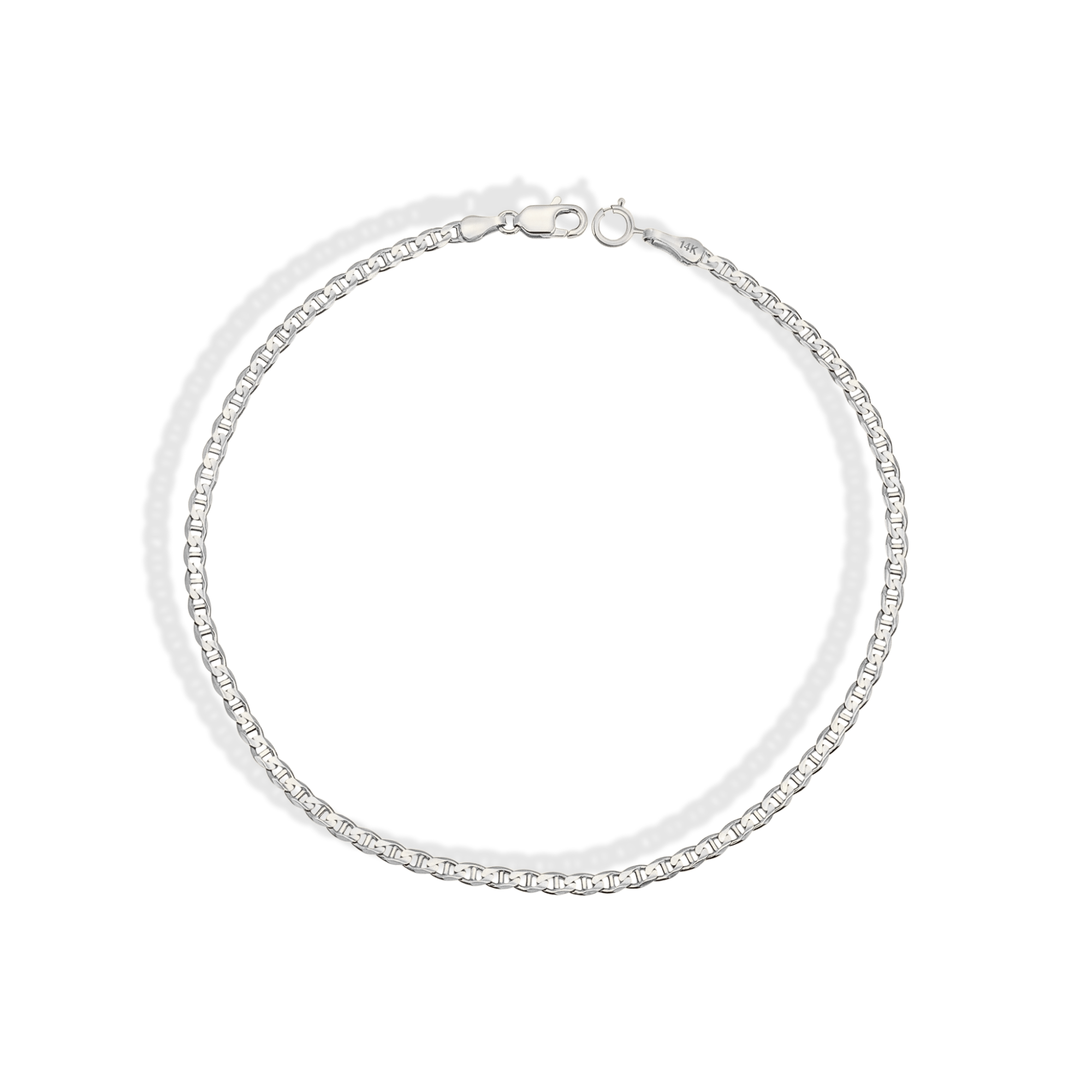 Marine Flat Oval Chain Bracelet 14K Gold