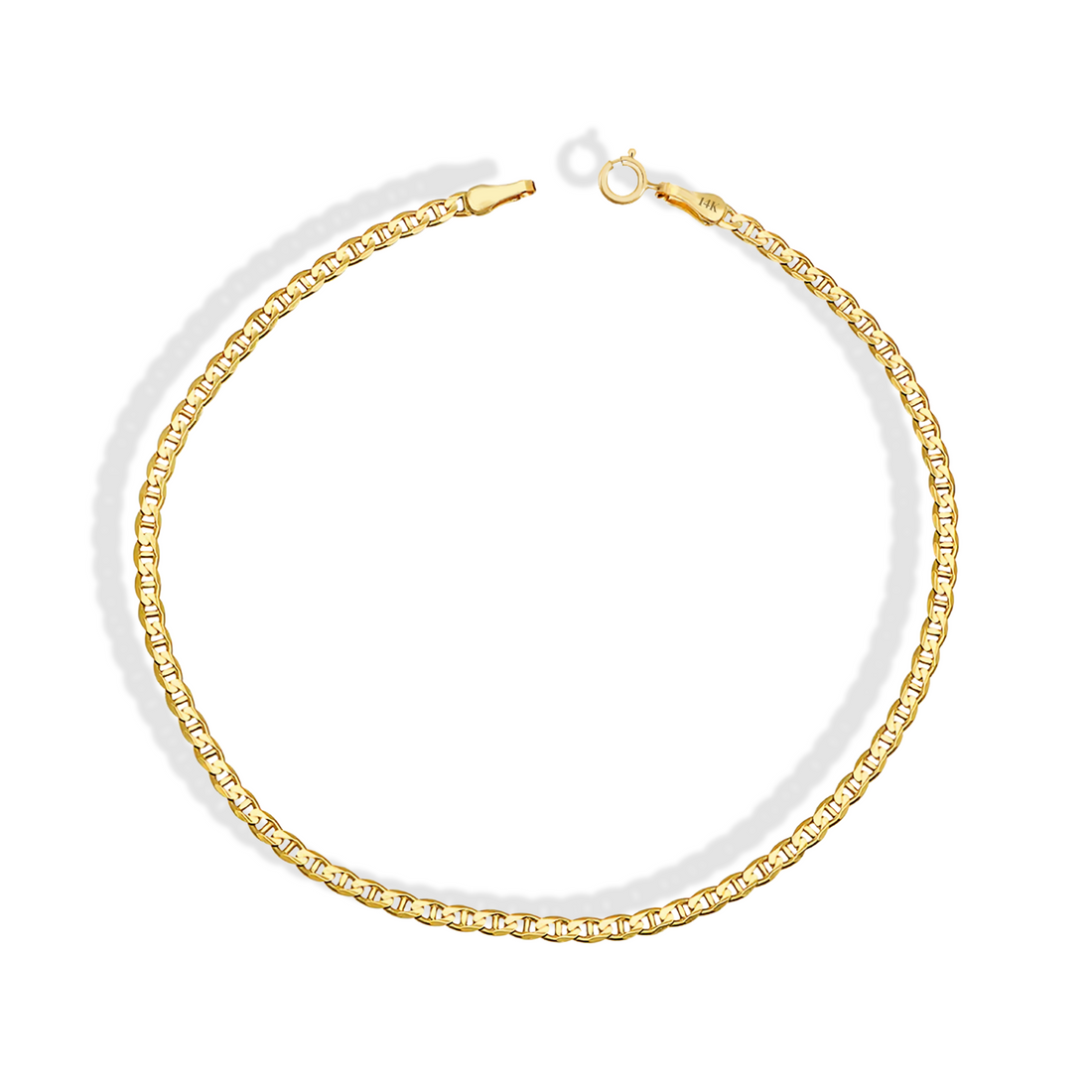 Marine Flat Oval Chain Bracelet 14K Gold