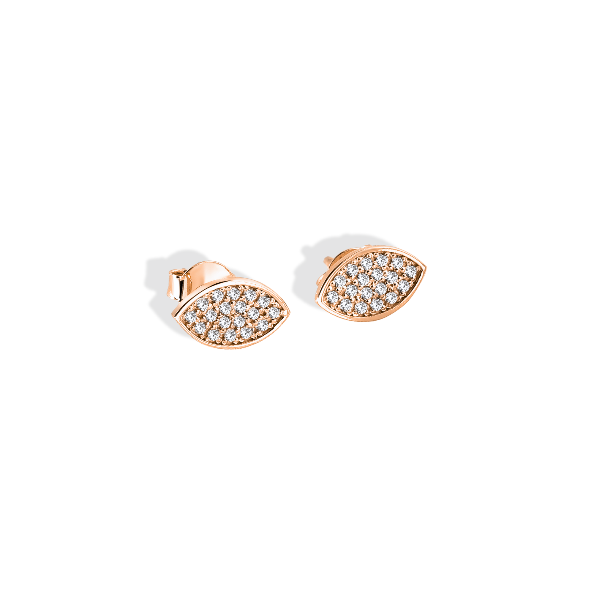 Marquise Almond Eye Shape Diamond Stud 14K Gold Earrings / Silver