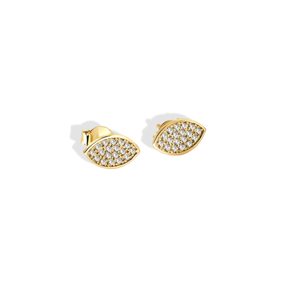 Marquise Almond Eye Shape Stud 14K Gold Earrings Silver Lucky Eye Studs Hand Crafted Protection Jewelry