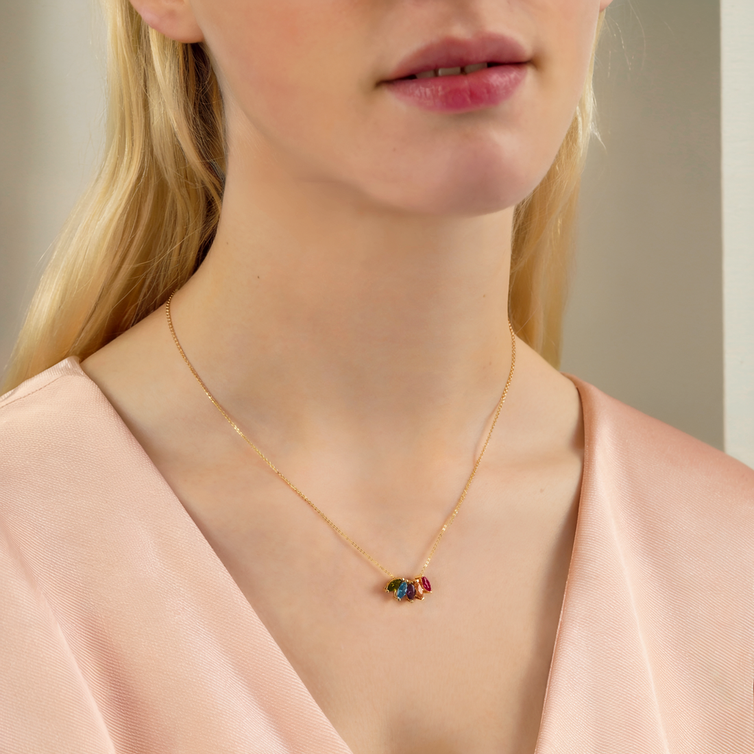 Custom 14K Gold Necklace with Marquise Birthstone