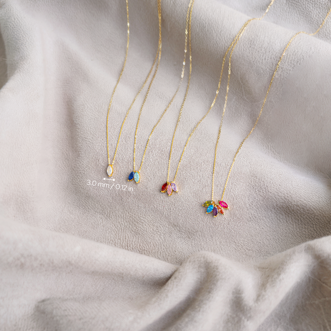 Marquise Birthstone Personalized 14K Gold Necklace